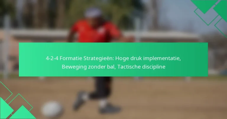 4-2-4 Formatie Strategieën: Hoge druk implementatie, Beweging zonder bal, Tactische discipline