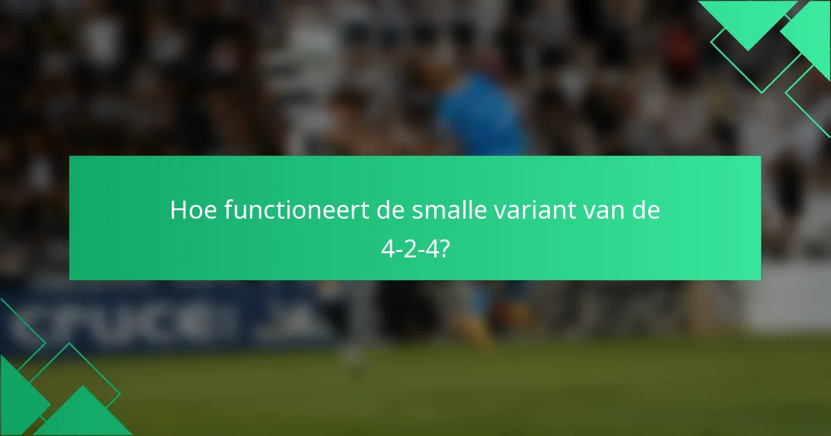 Hoe functioneert de smalle variant van de 4-2-4?