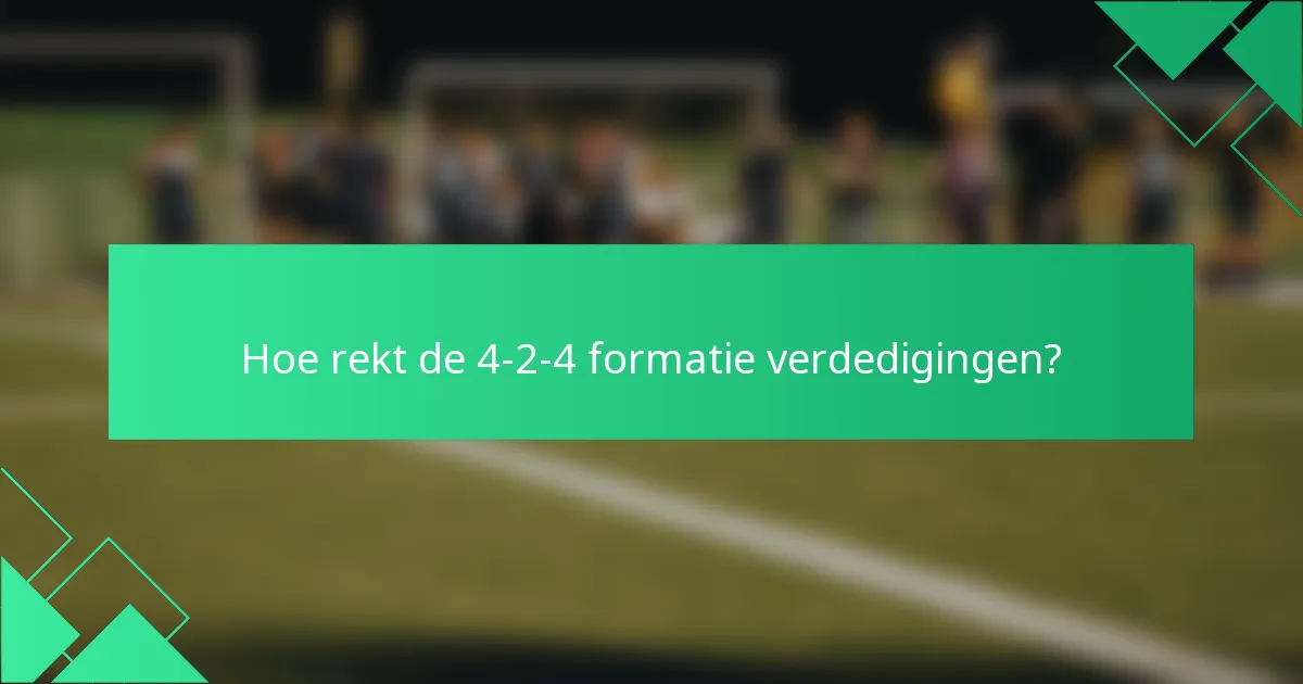 Hoe rekt de 4-2-4 formatie verdedigingen?